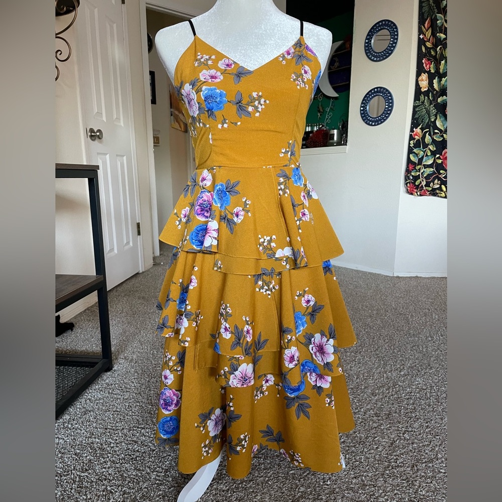 Beautiful Mustard Floral Dress